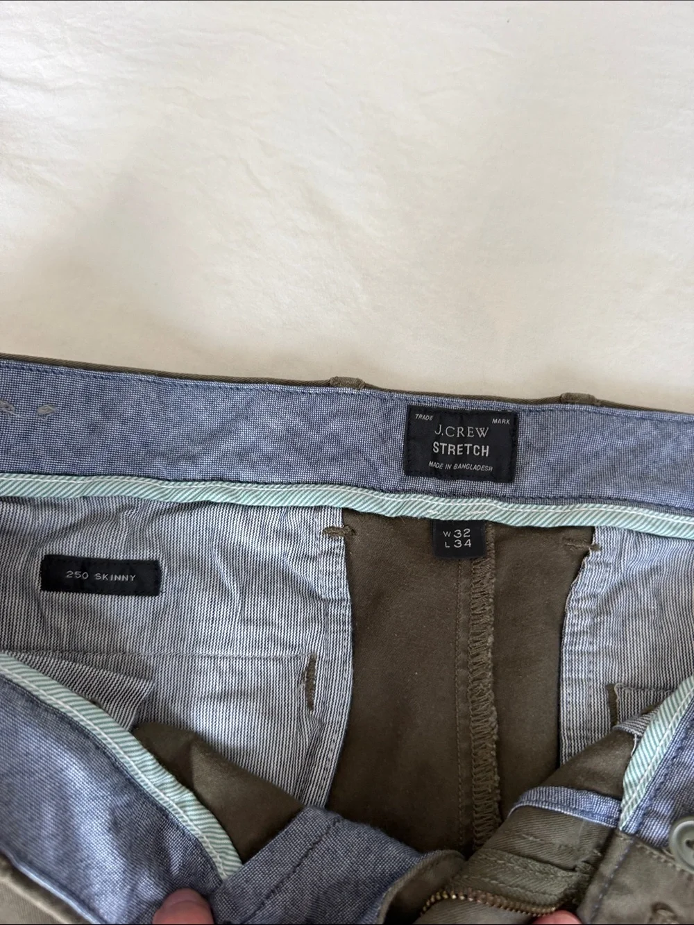 J. Crew Olive Stretch Skinny Chinos